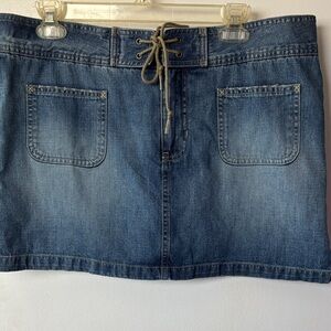 Denim Lace-Up Pocket Skort - Blue